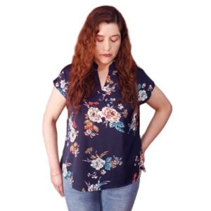 Blusa irregular de cuello notch floral